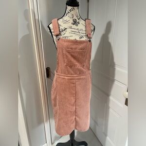 Shein Pink Ribbed Overall Dress